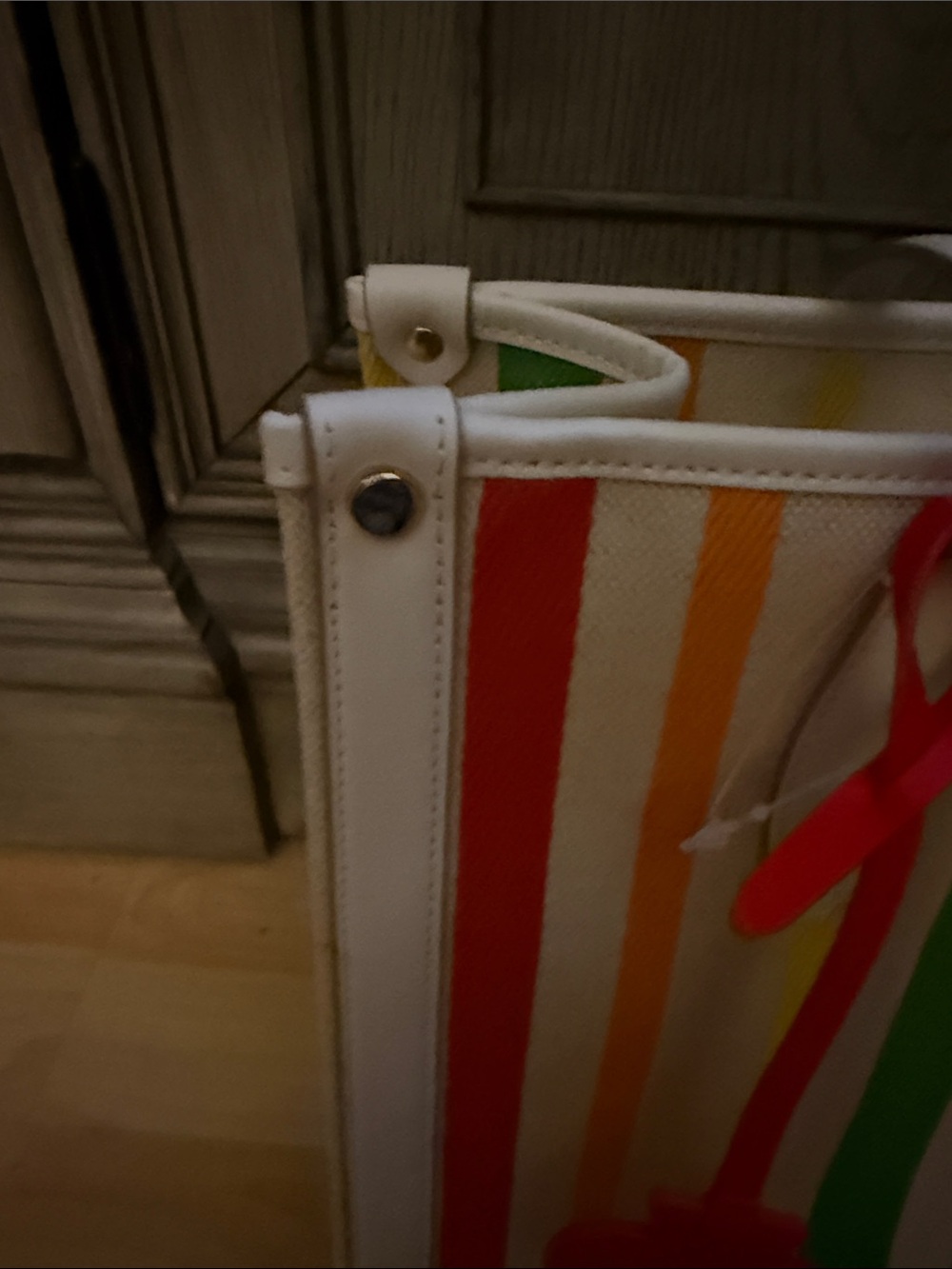 kate spade White Multicolor Rainbow Stripe Tote NWOT - Picture 5 of 12